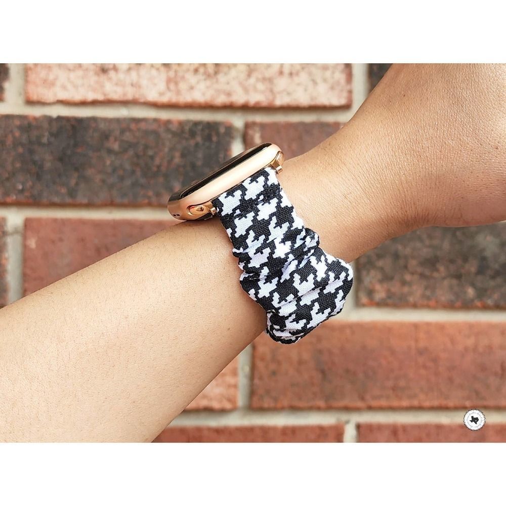 Houndstooth Scrunchies Watch Band for Fitbit Sense, Versa 3 2 Lite, Apple Watch